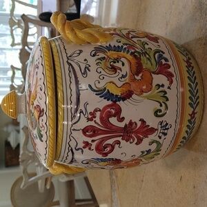 Vintage hand-painted Italian biscotti biscuit jar container